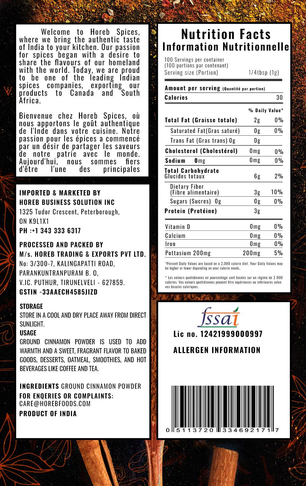 Ground Cinnamon - Back